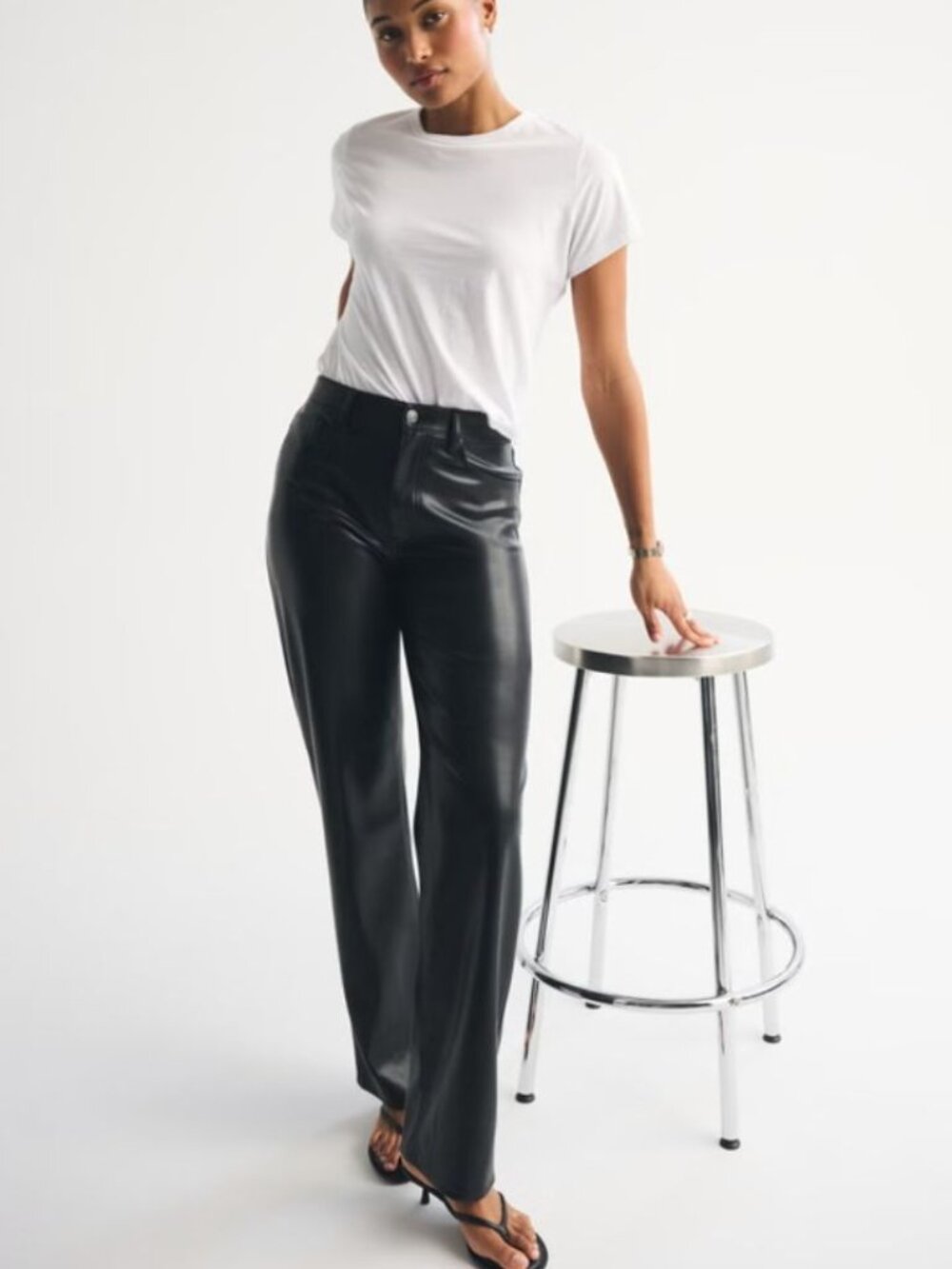 Abercrombie & Fitch Curve 90's Straight Ultra High-Rise Vegan Faux Leather Pants
